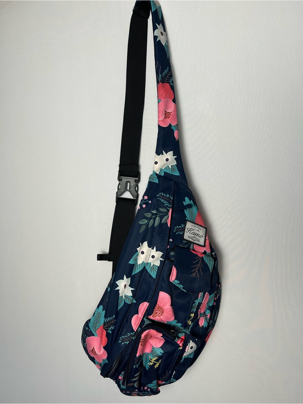 Kamo Blue Multicolor Floral Sling Crossbody Backpack Bag Pockets Travel